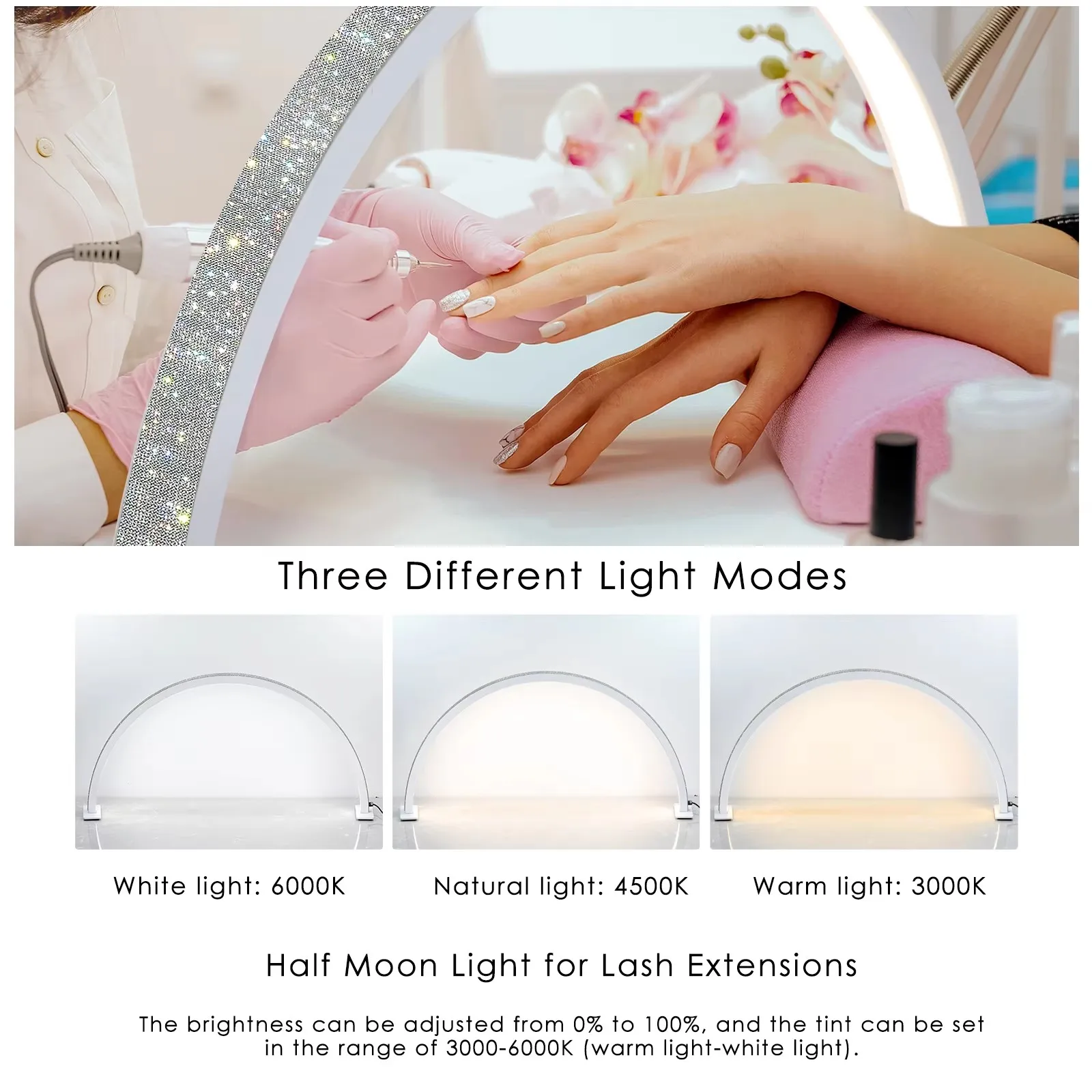 Hot sale LED cold light  manicure half moon nail lamp eye protection workbench lighting fixtures desktop manicure table lamps