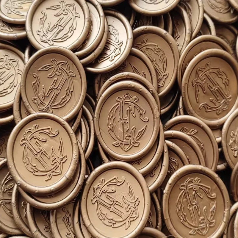 Custom design logo 3D wax stamp seals with adhesive backing