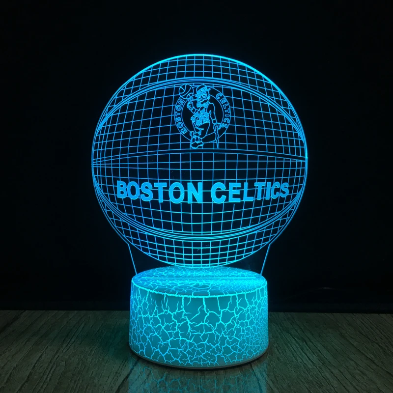 Basketball Shape 3D Optical Illusion Lamp Smart 7 Colors Celtics Fans LED Night Light Table Lamp