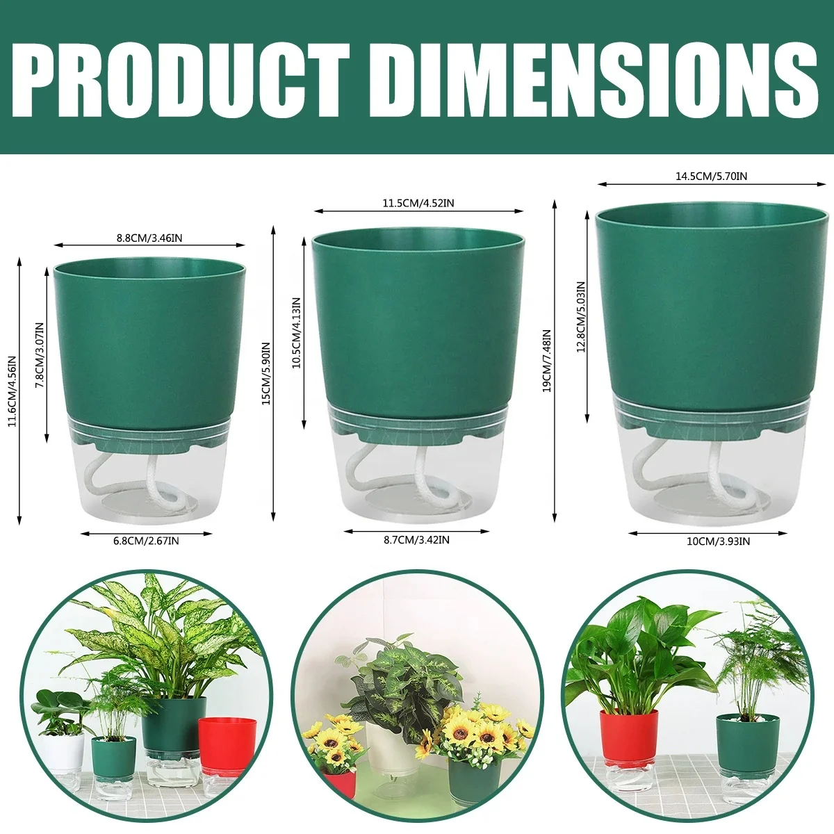 Self Watering Plant Pots Lazy Hydroponic Water Absorbing Flower Pot Succulent Plant Flowerpot Garden Modern Decorative Injection