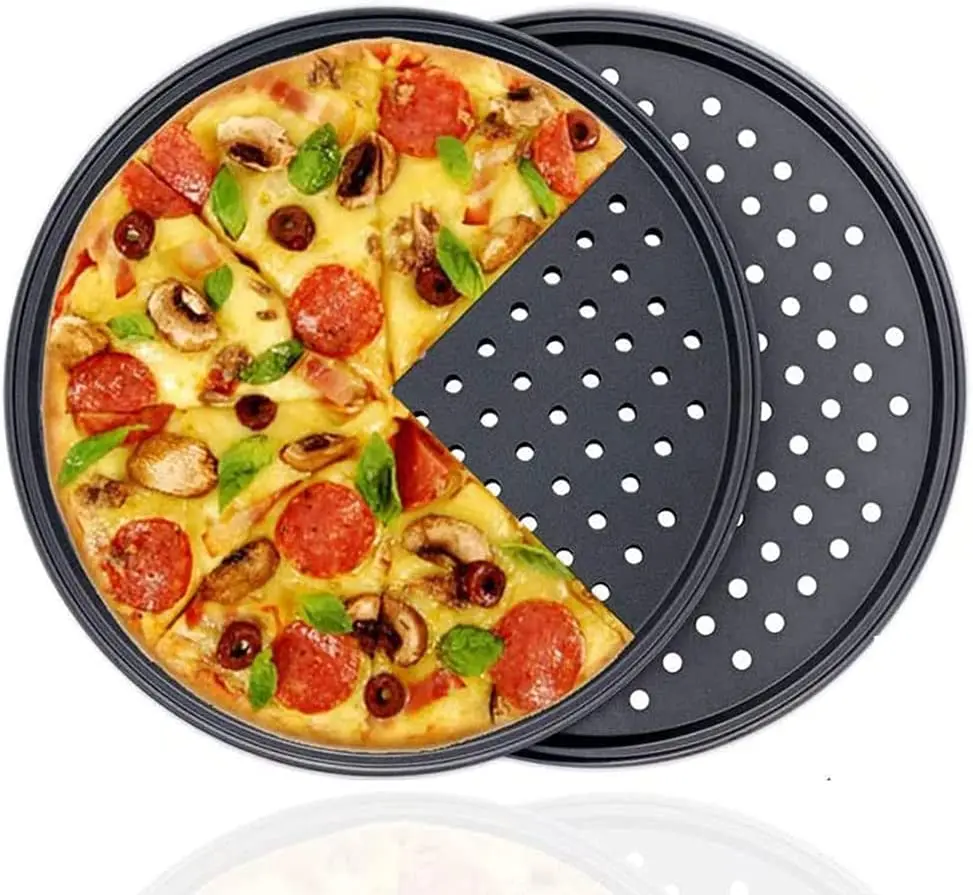 Hot Sale Nonstick Pizza Molds Perforated Pizza Tray Carbon Steel Pizza Pan