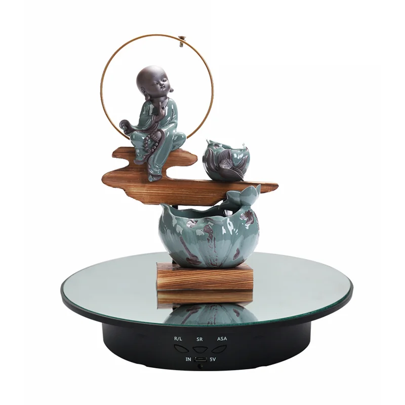 20cm Mirror Glass Top Rotating Rotary Display Stand Turntable Show Holder For Crystal Watch Jewelry Camera Rotating Display