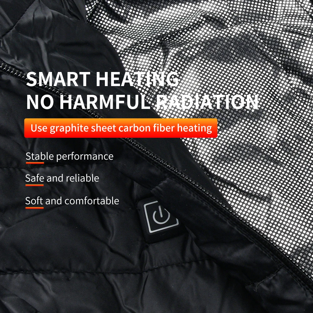 outdoor winter heated jacket with battery pack winter warm unisex USB DC electric power bank heated vest heated clothing