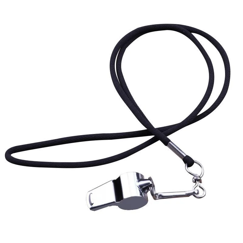 Wholesale Stainless Steel Whistle Metal Referee Whistle Emergency Safety Whistle With Lanyard