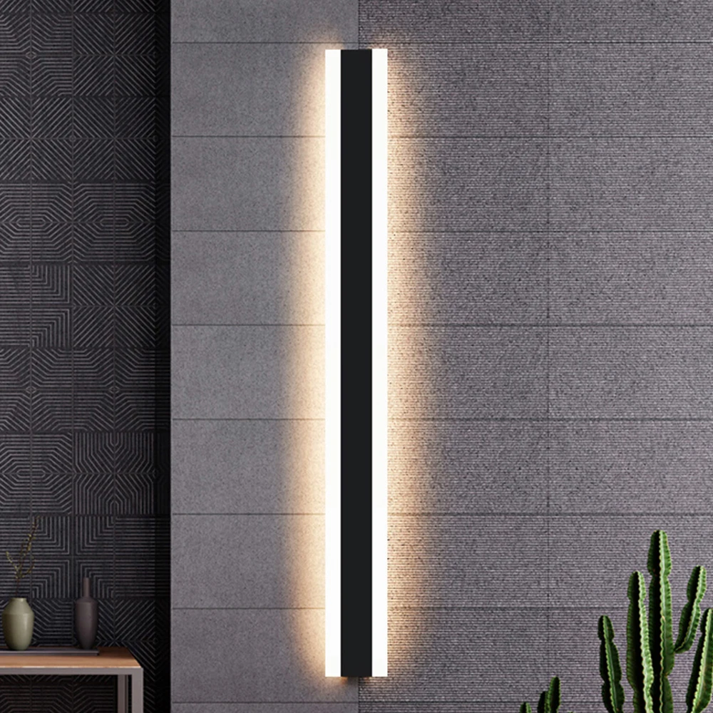 110V 220V Modern Outdoor Exterior Linear Strip Wall Lamp 3000K Warm White Garden Sconce Long LED Wall Light