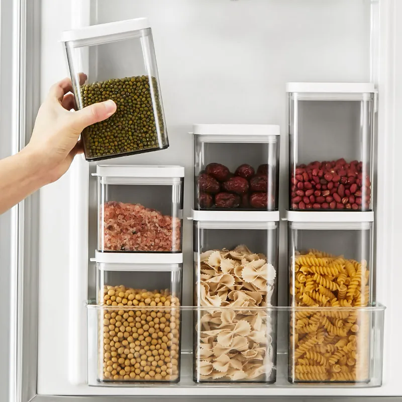 Plastic Airtight Food Storage Containers with Lids Cereal Dispenser For Storing Pasta Kitchen Storage Jars Containers