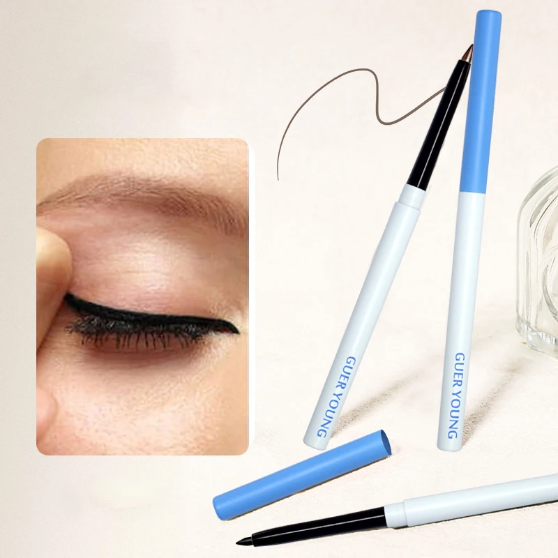 Private Label High Quality Vegan Eyes Eyeliner With Flat Top Brush Soft Smooth Waterproof Long Lasting Gel Eyeliner Cream