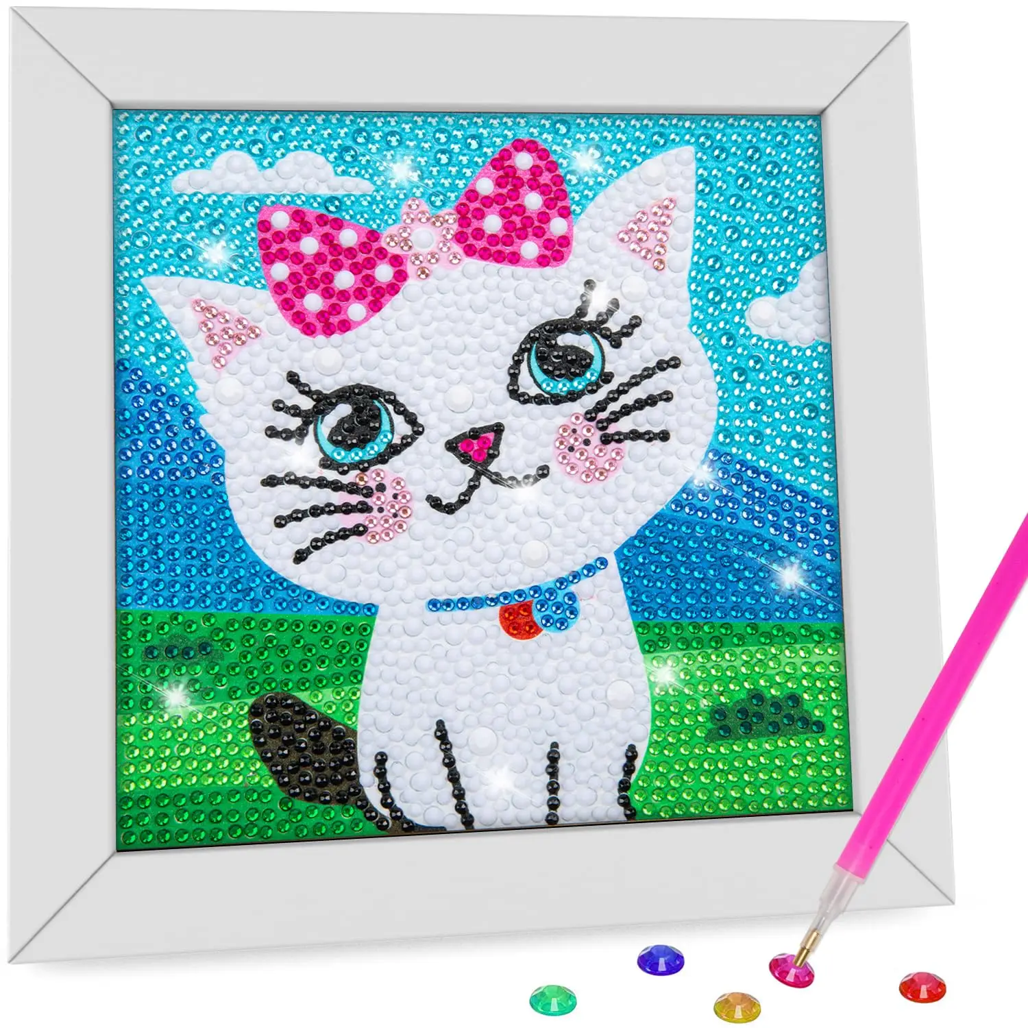 Cat Diamond Art Kits for Adults 5D Diamond Art Kit  DIY Paint with Round Full Drill Gem Art Painting for Home Wall Decor Gifts