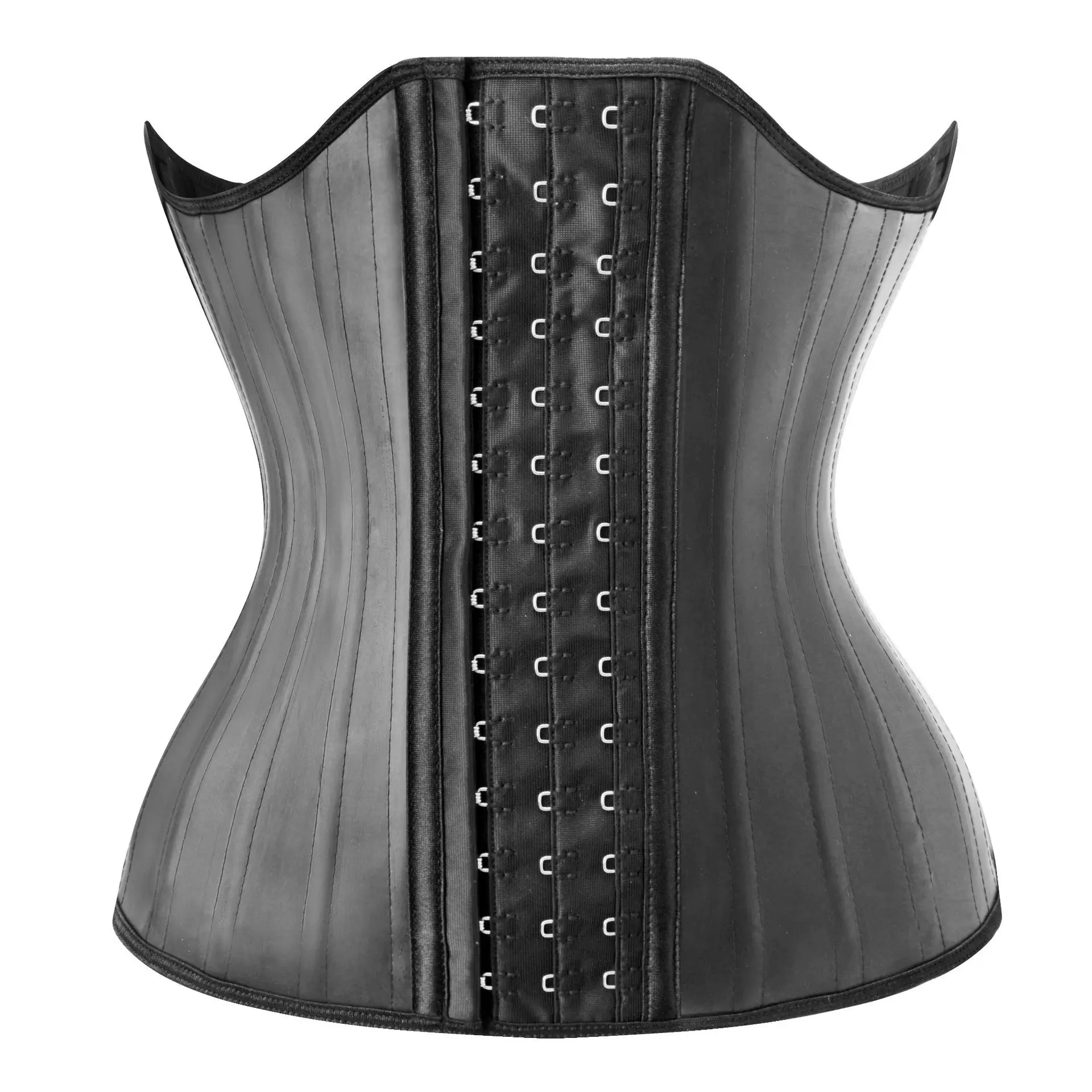 RTS 25 Steel Boned Latex Corset Shiny Surface U Curve High Waist Body Shaper Bustiers Waist Trainer Waistband Corselet women