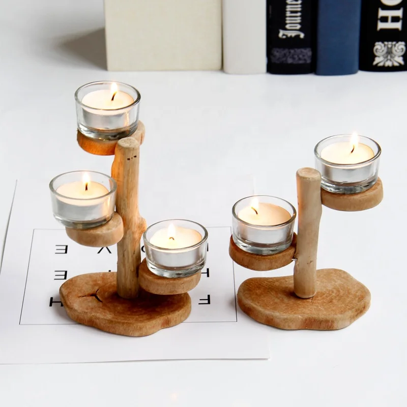 
New design vintage wooden candle stand holders for wedding home decoration 