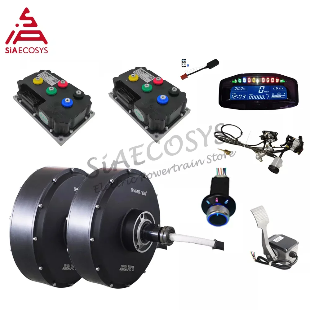QSMOTOR 12inch 5000W 72V 90kph Dual Hub Motor Wheel Electric Car Conversion Kit for Electric ATV Car