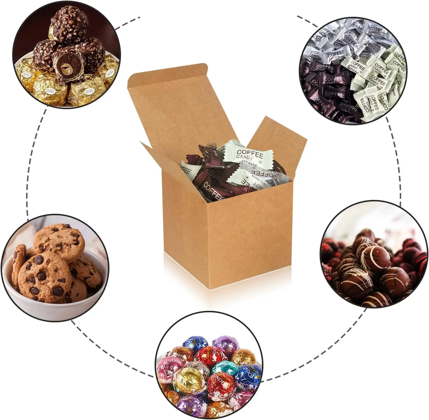 Custom Logo Printed Empty Folding Luxury Brown Paper Case Gift Package Candy Dessert Gift Box With Lid For Baking Decorative