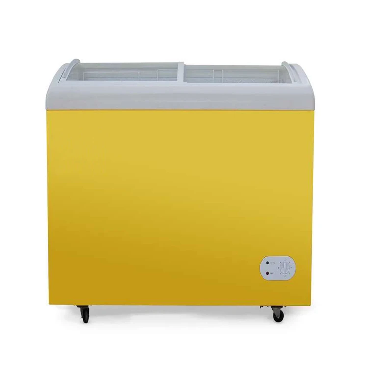 Морозильная камера для мороженого с изогнутой дверью для супермаркета 258 литров