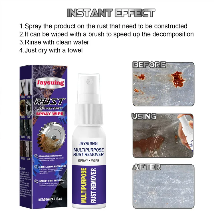 Jaysuing 30ml Car Rust Remover Spray Multi-Purpose Car Home Rust Inhibitor Car Rust Converter Agent