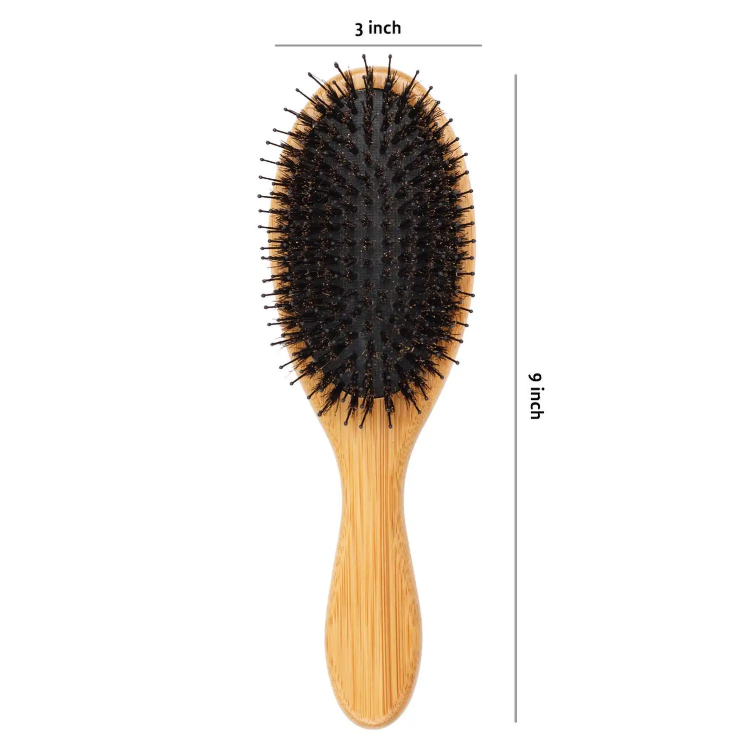 Wholesale Custom Logo Wooden Hairbrush Bamboo Compact Hair Extensions Air Cushion Brush with Nylon Pins Mixed Boar Bristle