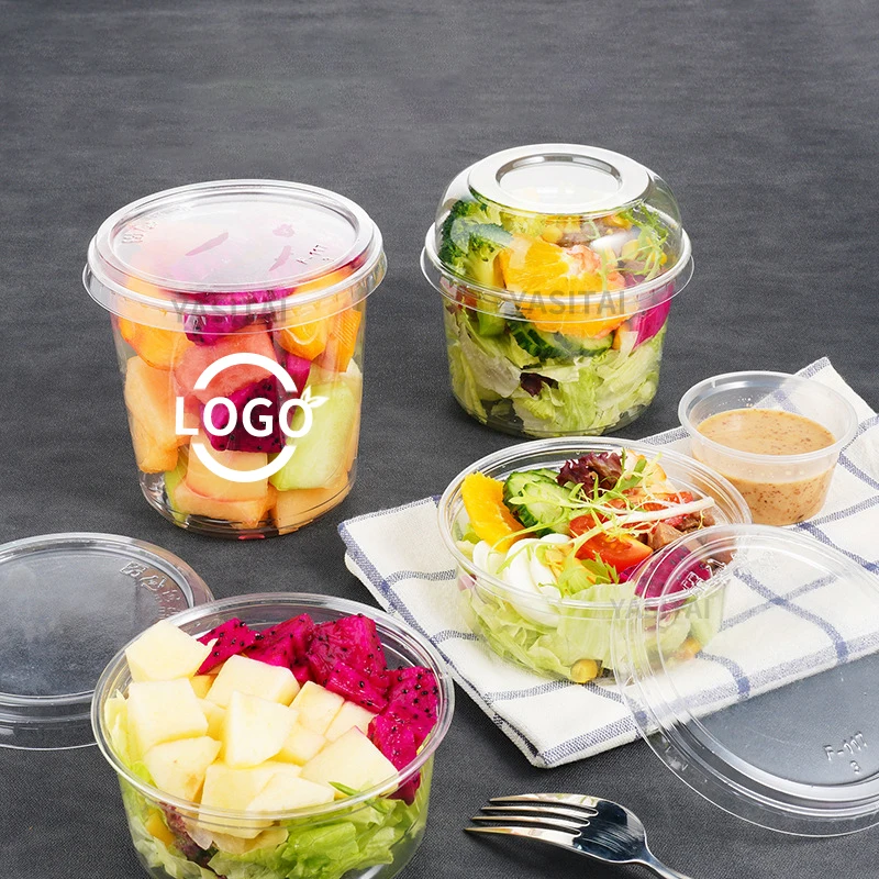 Fresh sliced fruit take away clear yogurt cake plastic packaging box freezer safe disposable ice cream bowls pet