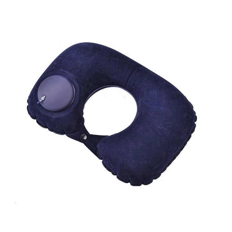 PVC Flocking Neck Support Pillow Portable U-shaped Inflatable Neck Pillow For Airplane  Travel