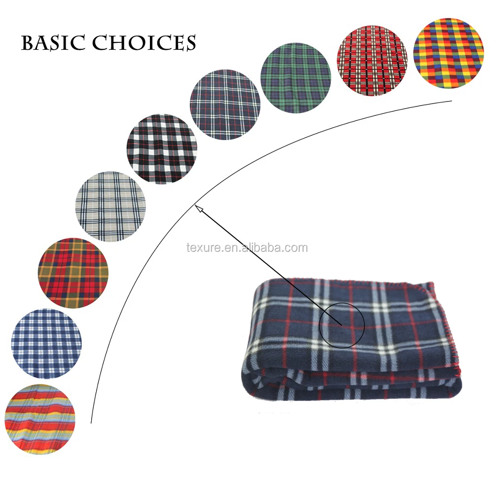 100% Polyester Custom Logo Soft Warm Red Plaid Fleece Blanket Roll Up With Pouch 130x150cm