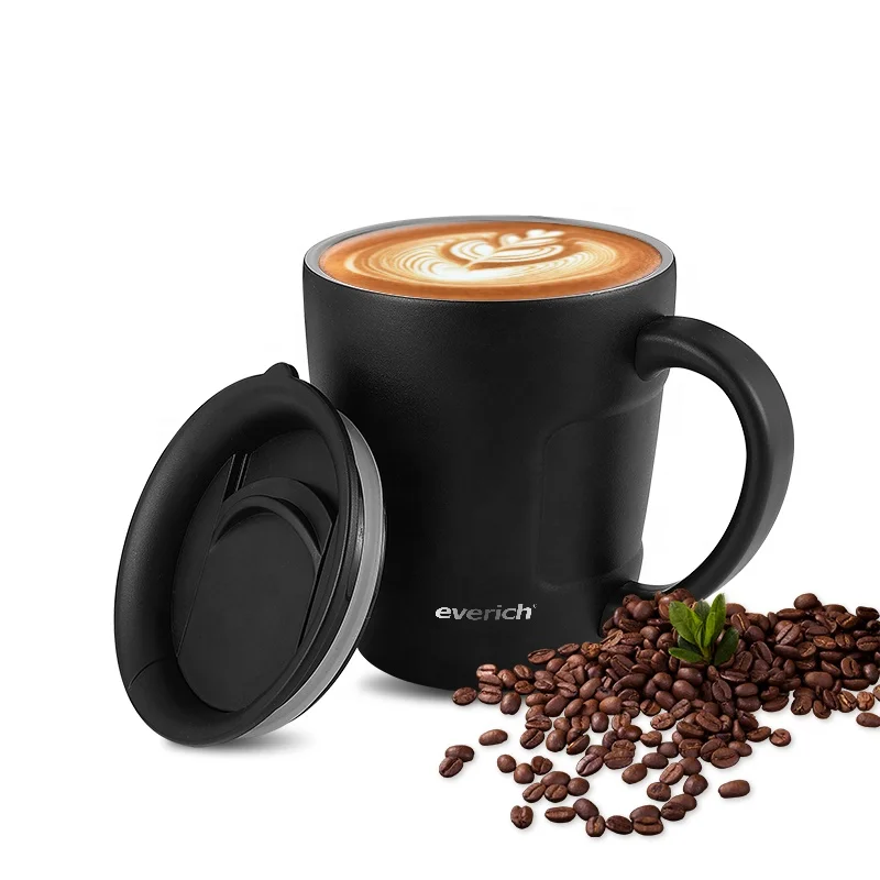 Hot& Cold Coffee Drinking Insulated Vacuum Insulated Plastic Handle 12oz coffee cup for office