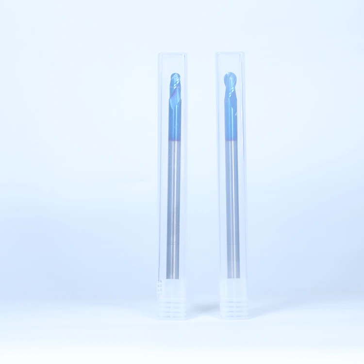 CNC HRC65 2 Flute hardened steel ball nose blue nano coating 100mm lengthen carbide end mills