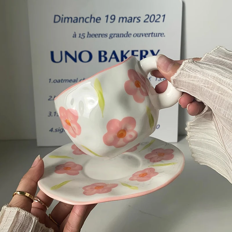 Nordic Style Ceramics Stoneware Cups Handmade Coffee Mugs Customized Clay Tea Cup And Saucer