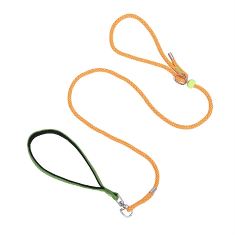 Dog Training Leash with Metal Stopper Durable No Pulling Dog Lead Leash Comfortable Handle Nylon Duty Rope Slip Lead Dog Leash