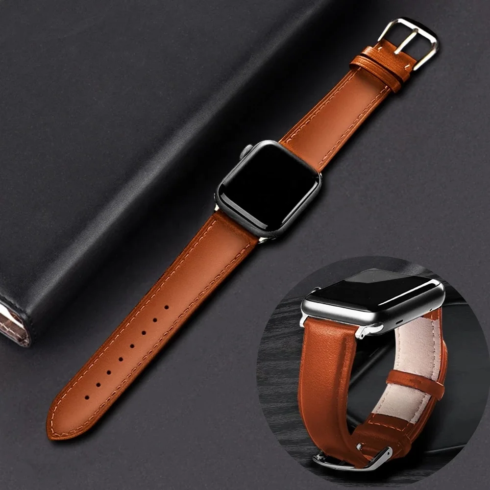 Высококачественный кожаный ремешок для iWatch 40 мм 44 спортивный Apple watch 42 38 серии 2 3 4 5 6 SE