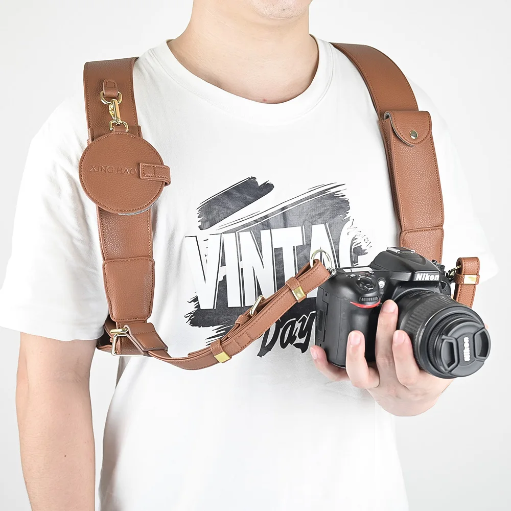 Best Quality Dual Camera Microfiber Leather Harness Strap 100% Shoulder  Camera Straps