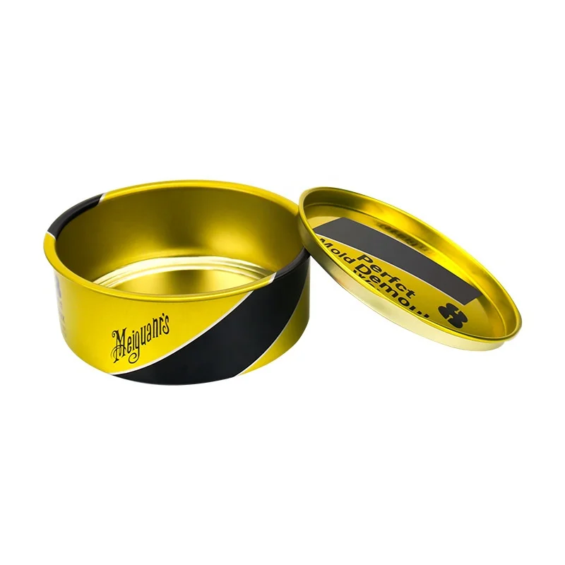 New custom printed luxury gold round scented candle tins container car wax metal tin can polish empty round car wax tin box