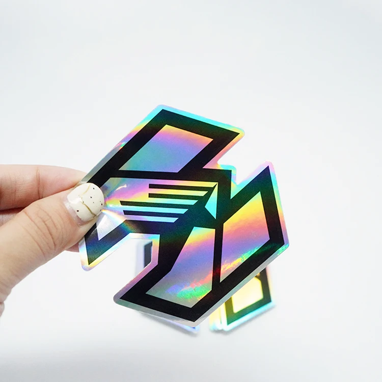 fast shipping self adhesive waterproof printing custom die cut vinyl decorative small holographic hologram stickers