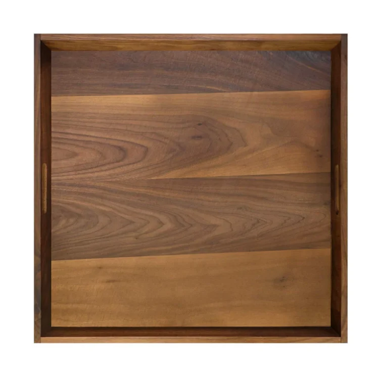 Rustic rectangle square USA premium black walnut extra large serving tray wooden