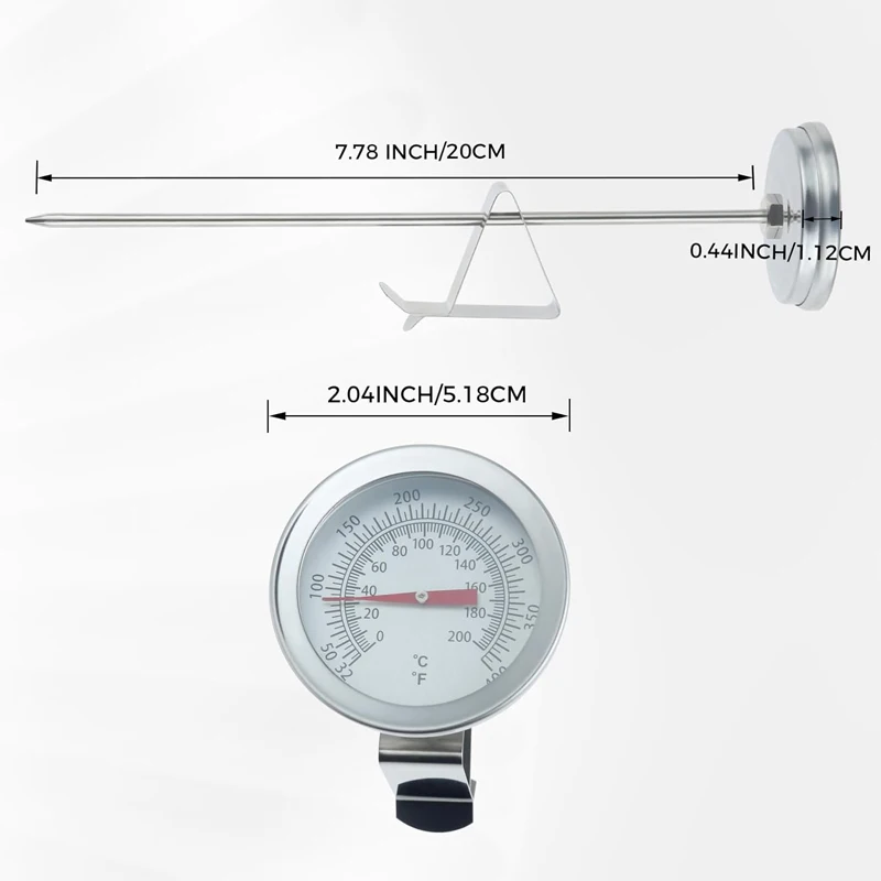 Deep Fry Thermometer With Instant Read Oil Thermometer with Clip Stainless Steel Dial BBQ Food Oven Safe Meat Thermometer