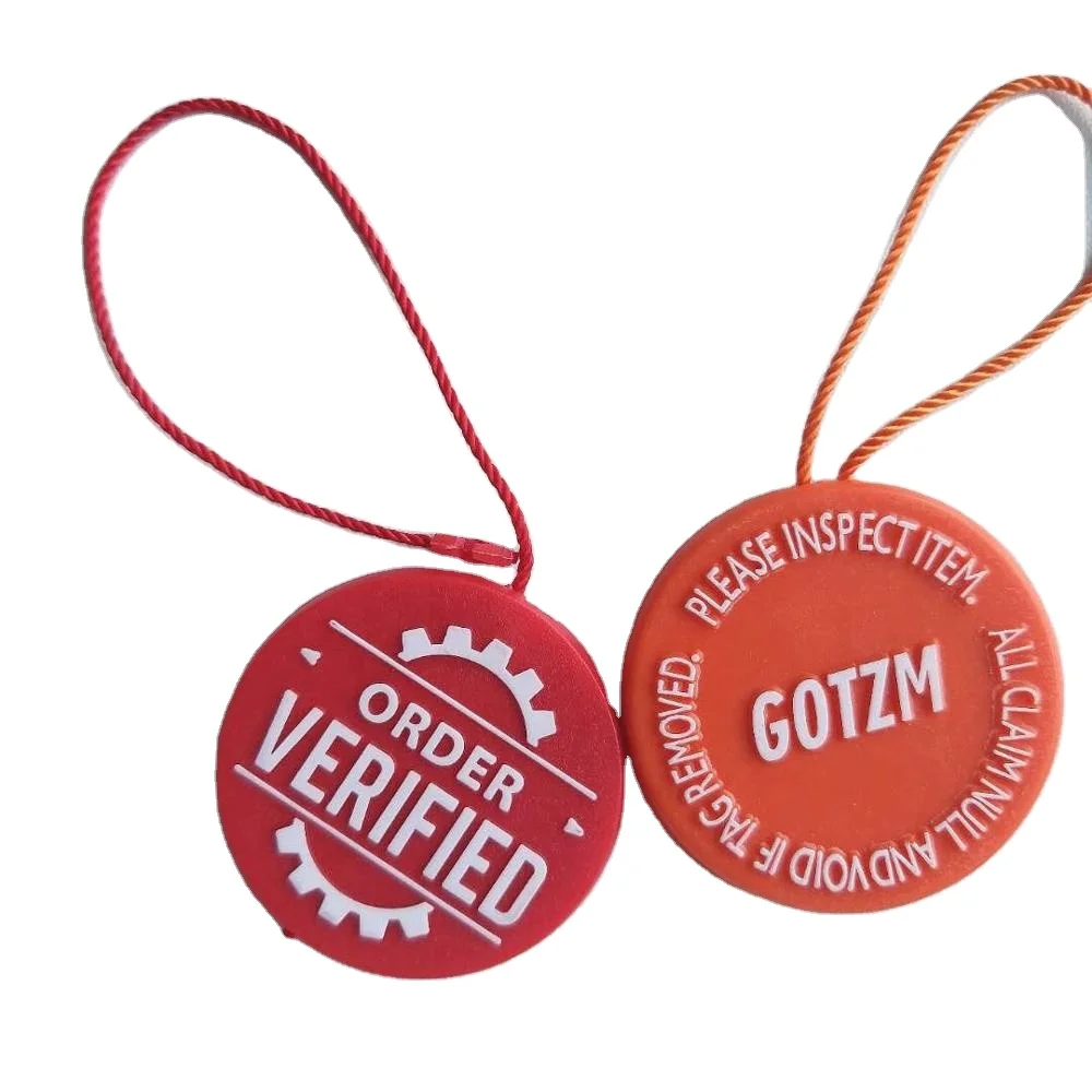 Plastic tag Maker 3D Double Embossed Brand Name Logo Hanging Tags String loop Lock