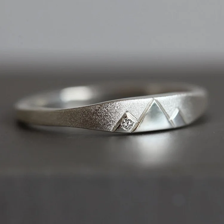 925 Engagement Wedding Band Plated Mountain Ring White Gold Unique Sterling Silver for Men Trendy S925 Diamond Ring Zircon 1-3 G
