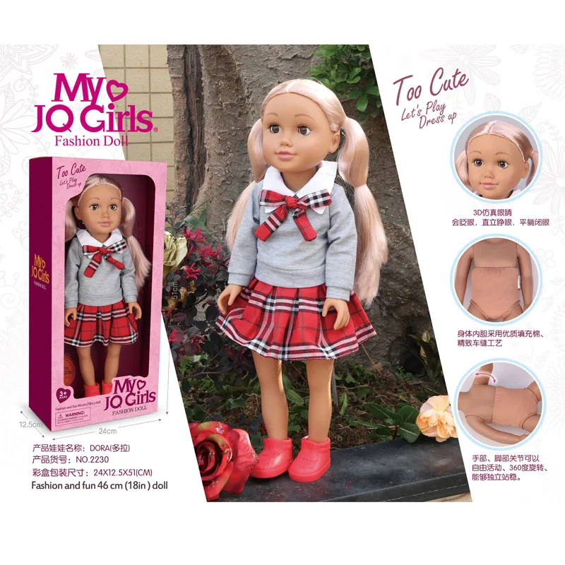 Manufacture 18 Inch Big Size Doll Girl Toy Lovely Girl Dressing Toys Plastic 3d Eye Joints Plastic Big Eyes Baby Doll