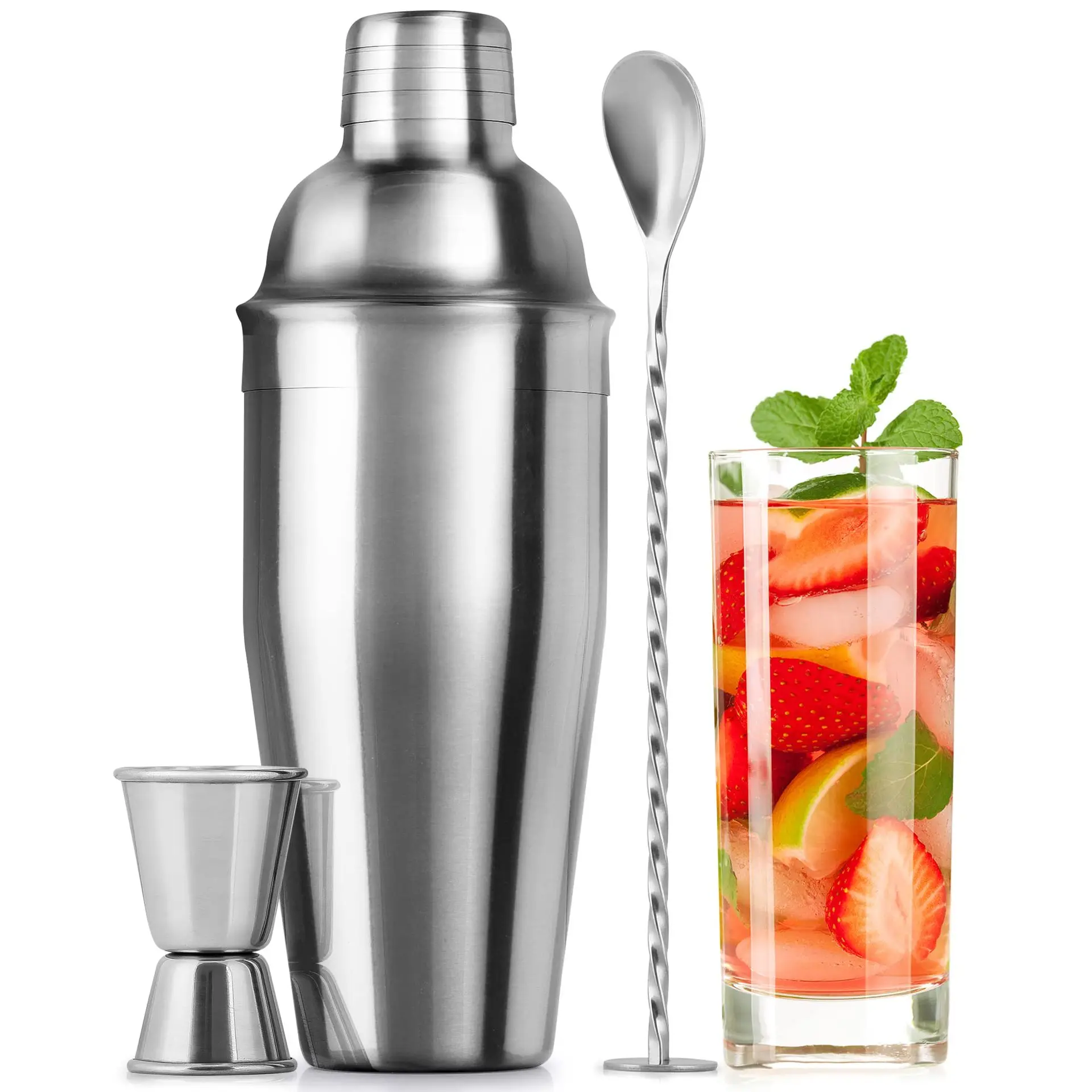 24oz Cocktail Shaker Bar Set Professional Margarita Mixer Drink Shaker and Measuring Jigger & Mixing Spoon Set