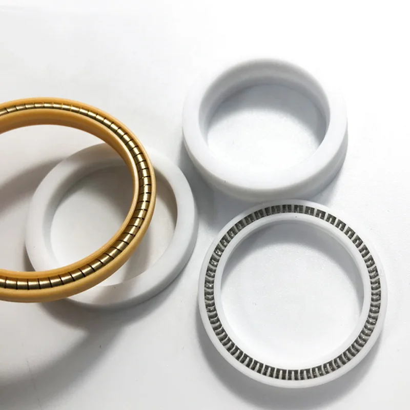 Carbon Fiber Filled Ptfe spring loaded lip seal white spring engernized seal