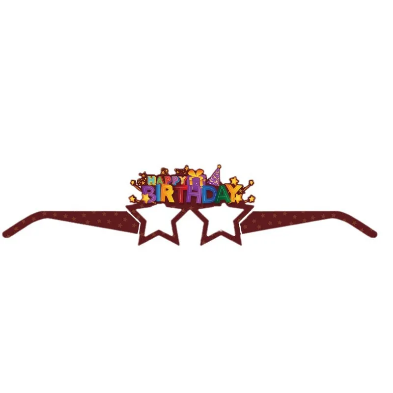 Newest Cross-border Party Supplies Happy Birthday Paper Glasses Funny Costume Accessories for Festive Gatherings