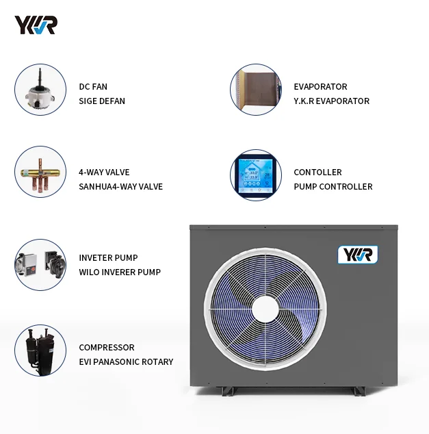 Heating Cooling Air to Water Heatpump 10KW 20KW 22KW 30KW 38KW WIFI R32 DC Inverter Air Source Heat Pump Water Heater