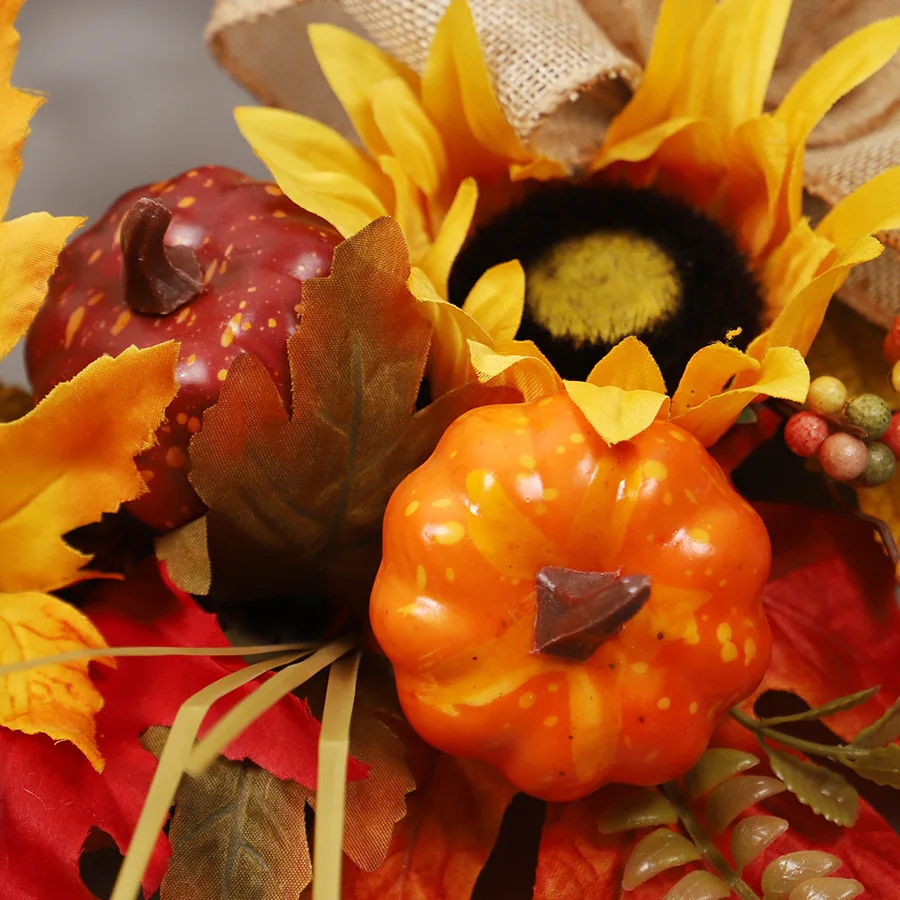 Thanksgiving Front Door decoration hanging wreath Berry Pine Cone Fall Maple wreath Halloween pumpkin wreath