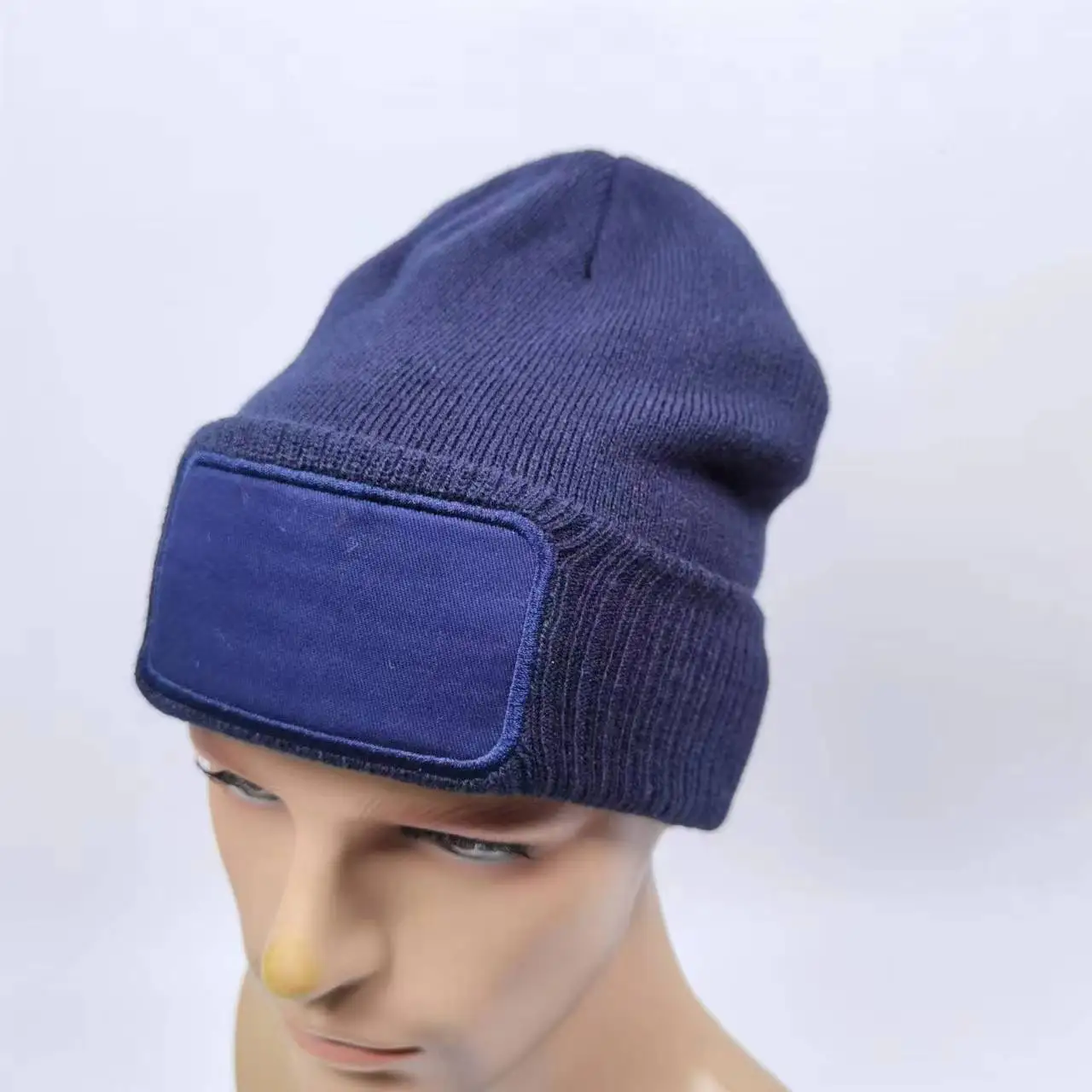 beanies unisex adults warm knitted beanie embroidery woven logo custom Beanie Hat