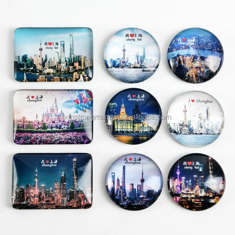custom high quality landscape photo glass fridge magnet magnetic tourist souvnir gift