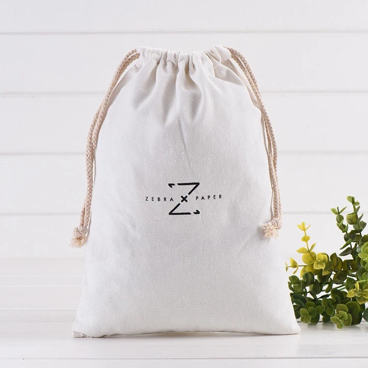 Custom White Bag Cotton Drawstring Pouch Personalized Logo Printed Gift Packaging Cosmetic Bags Jewelry Package Bag 12-pack