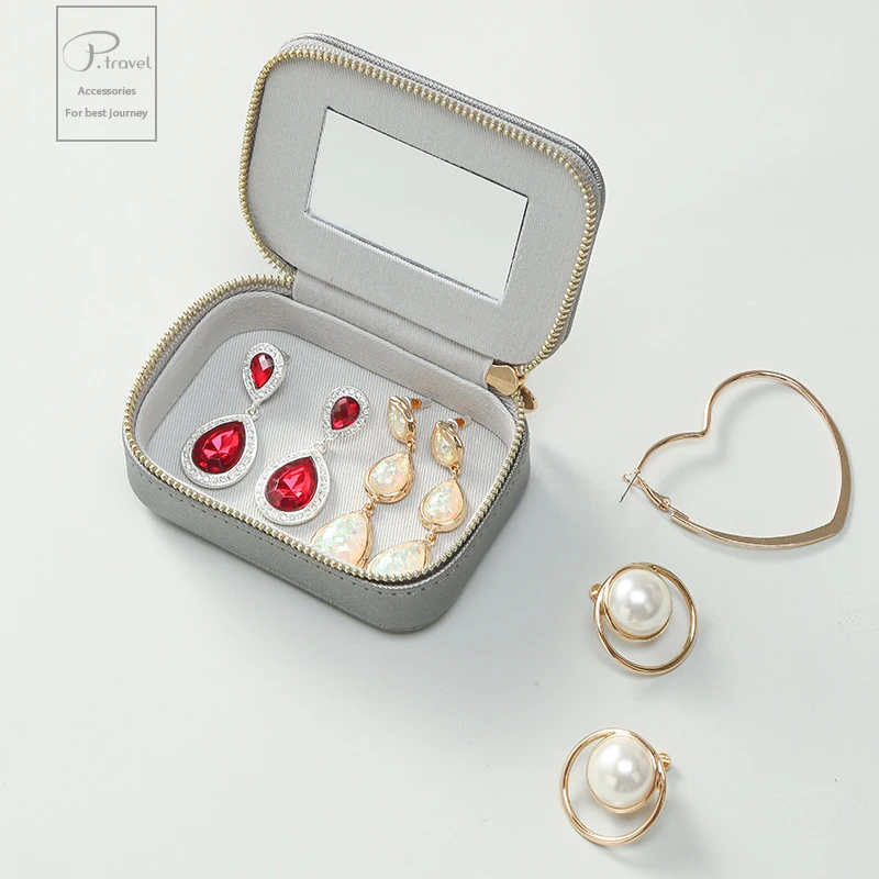 Portable PU Makeup Case Lipstick Stock Case Holder Organization With Mirror