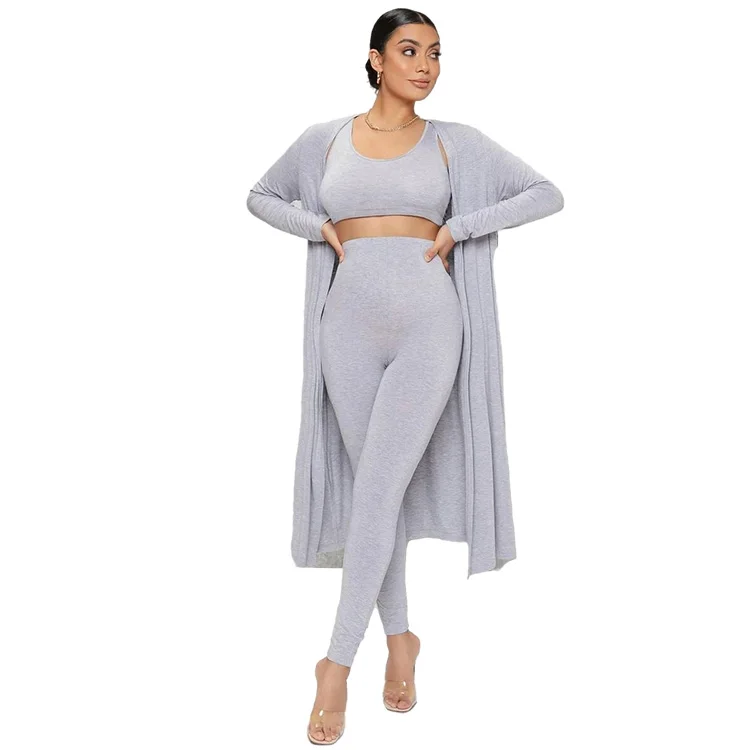 Maternity Clothes Pregnancy Rayon Solid Tank Top & Leggings Set With Belt Coat Nursing Pajamas