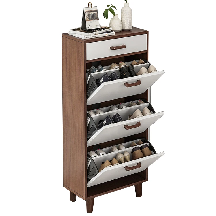 Haohe New General Style Wooden Space-saving Tipping Shoe Storage Home Disinfection Shoe Storage Cabinet for Living Room Entrance