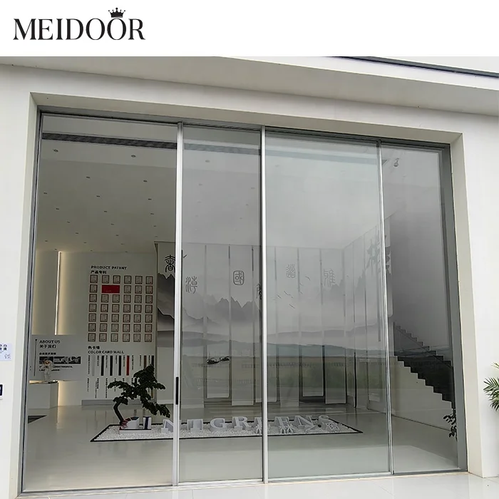 Panoramic Aluminum Slim Frame Patio Automatic Operating System Slid Glass Sliding Door Terrace Double Soft Closing 8 Wheel