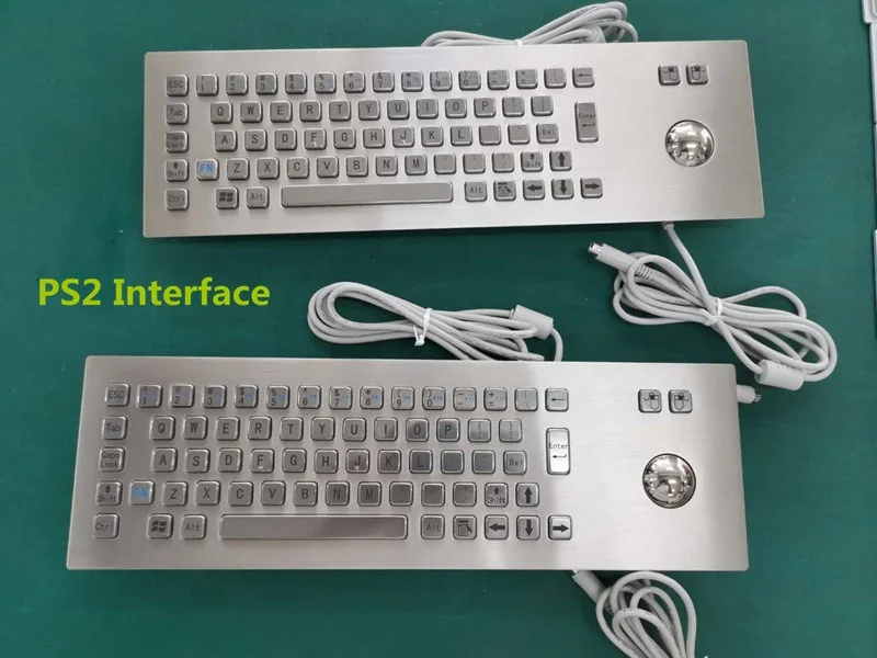  Промышленная клавиатура с трекболом 67 клавиш USB нержавеющая сталь металлическая прочная для киоска