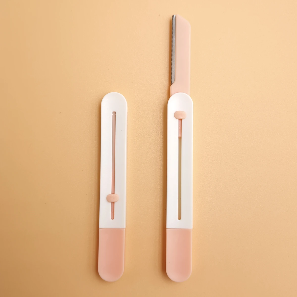 PTelescopic and portable Japanese blade orange eyebrow trimming knife telescopic eyebrow knife razor 2 pieces