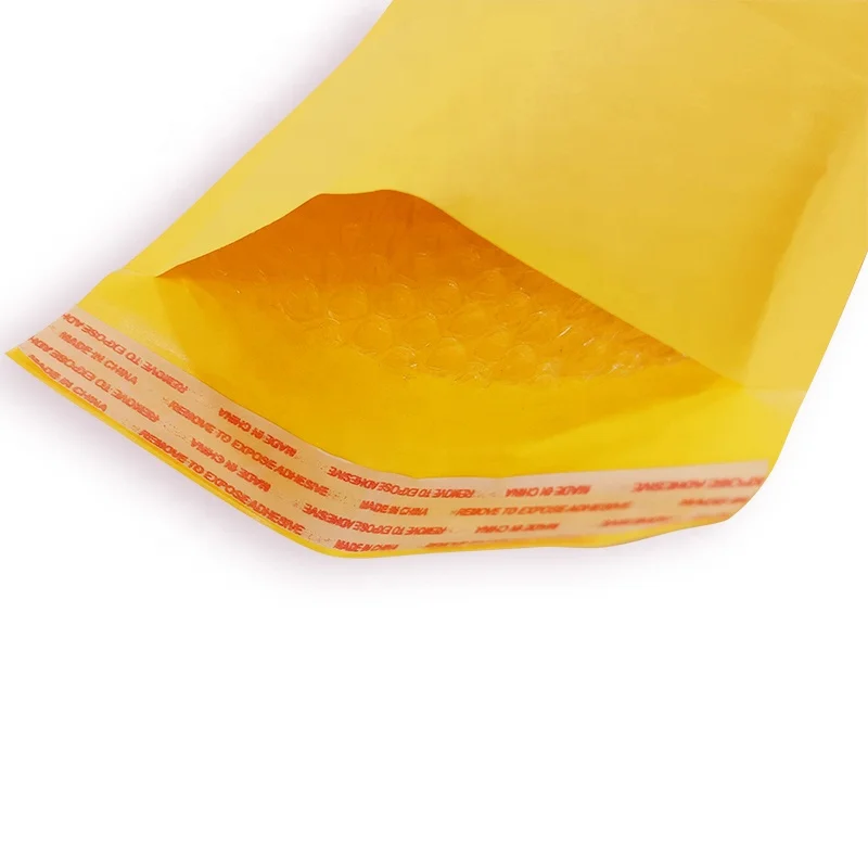 Yellow Kraft paper bubble envelope padded in mailing bag customized color plastic packaging top quality